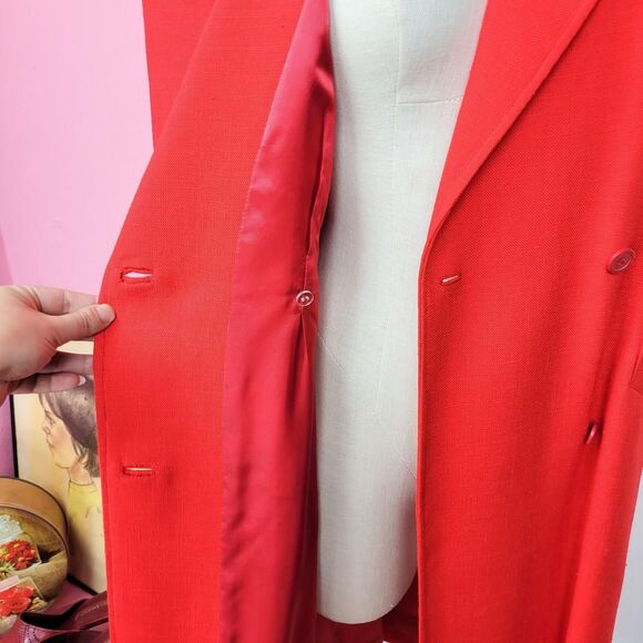 Vintage 80s Bright Red Custom Made Blazer Dress - Picture 8 of 8